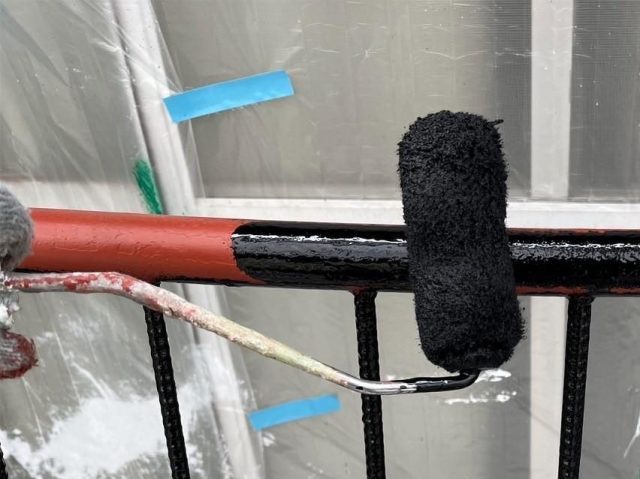 明石市の手摺り中塗り